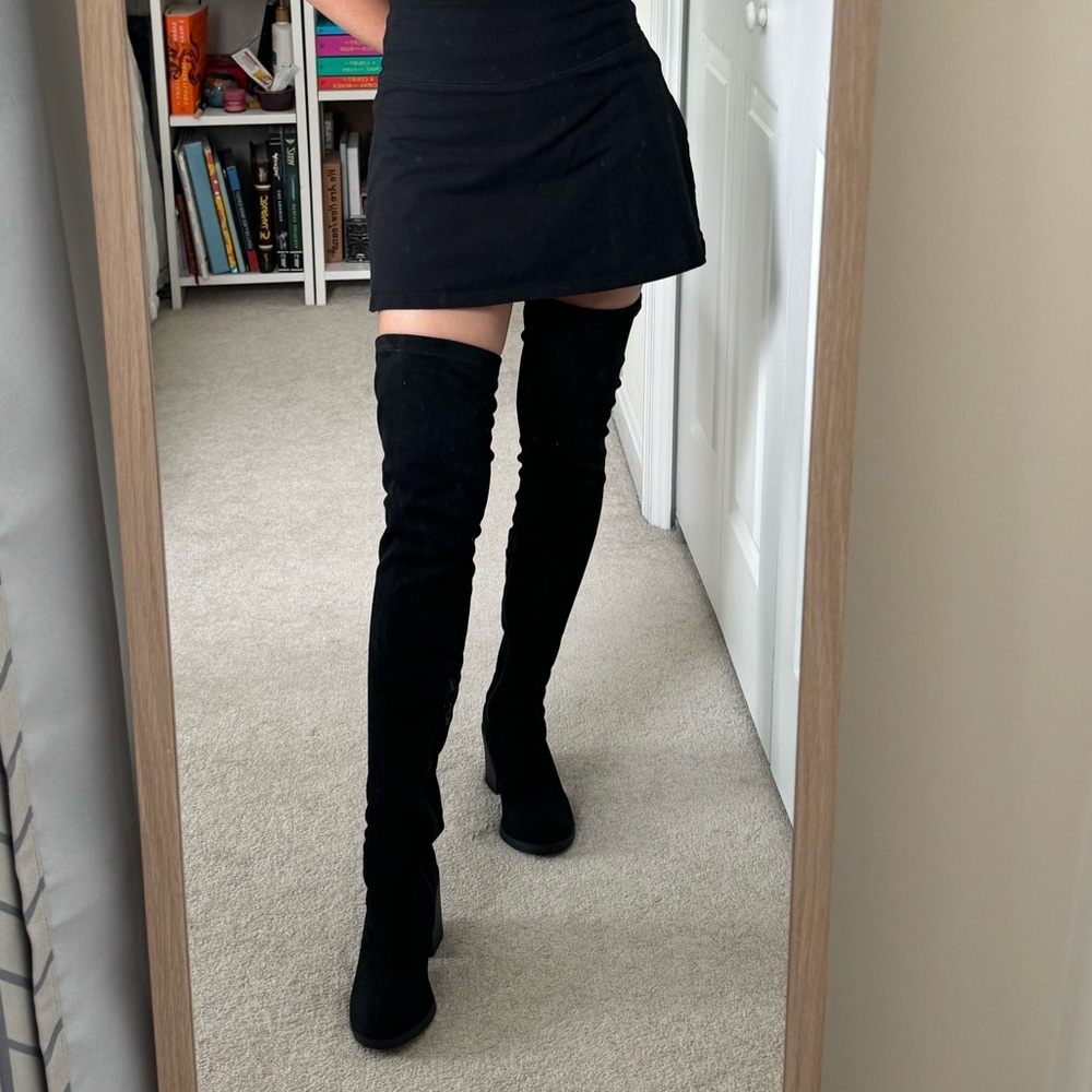 Topshop Faux Suede Thigh High Boots